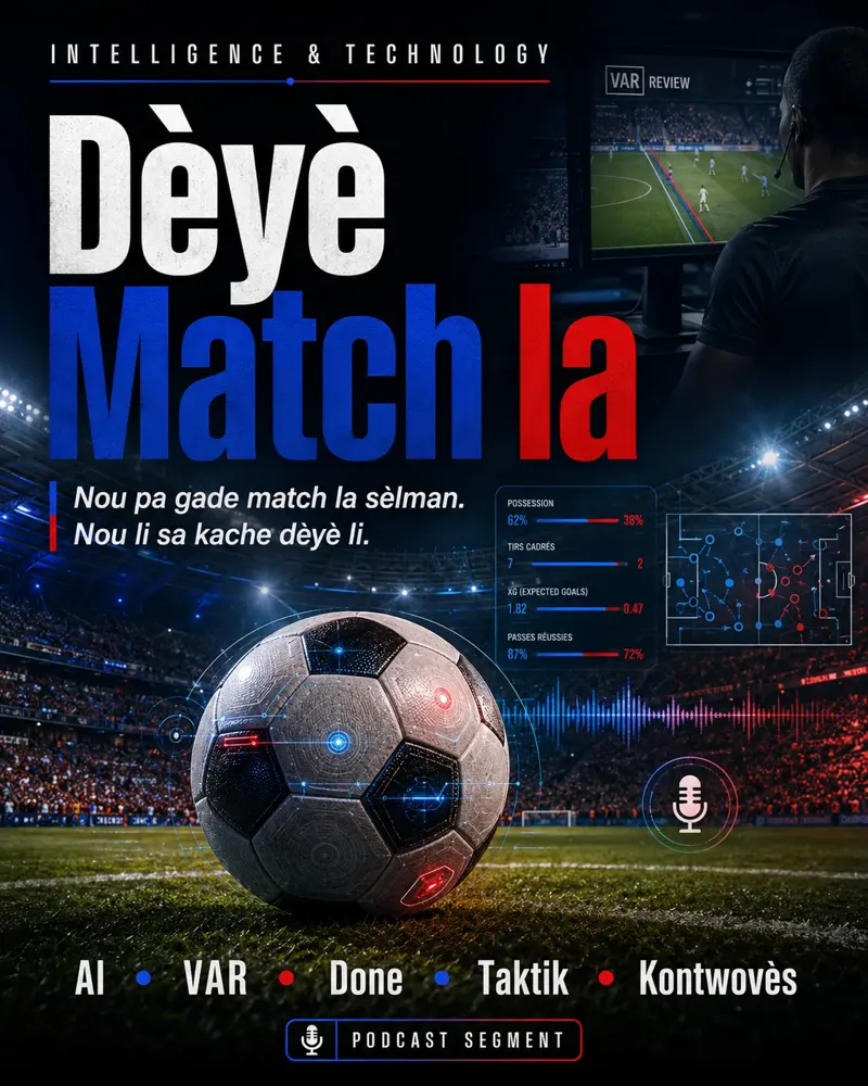 Afich Dèyè Match la — AI, VAR, Done, Taktik